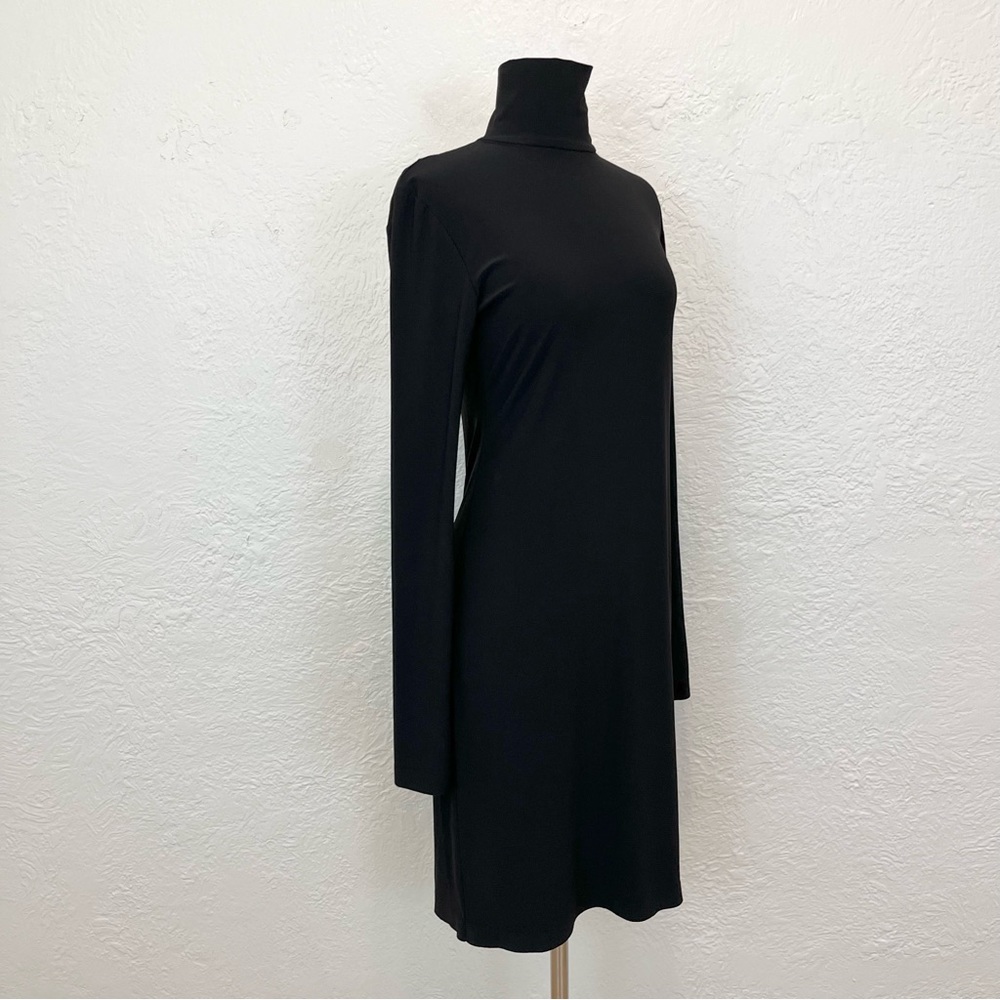 Norma Kamali Black Dress Turtle Long Sleeve Thumbholes Medium 38 - Picture 3 of 9